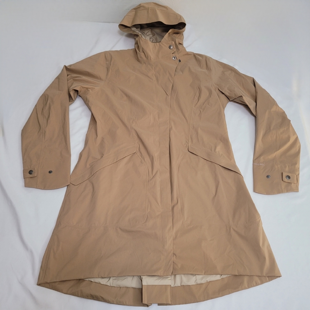 Patagonia 27176 Women's XL Arborist Hooded Waterproof Tan Trench Coat Jacket